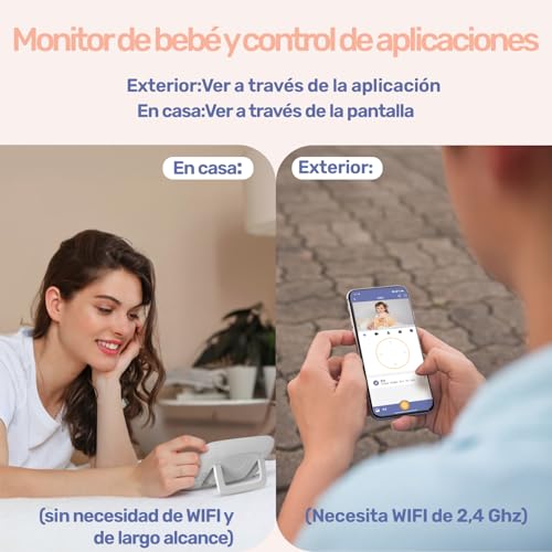 Thumbnail 1 de jeeber Cámara Vigilancia Bebe con App Móvil, 4” IPS, 360° Visión, Detección de llanto y VOX