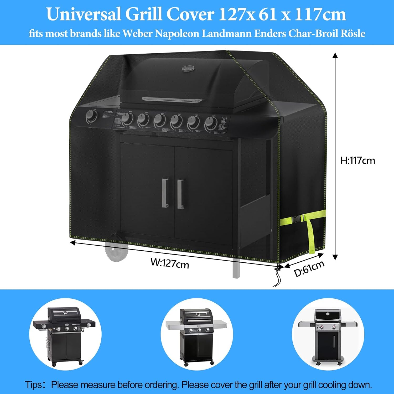 Thumbnail 1 de VDISRR Grillabdeckung Wetterfest 127x61x117 cm – 420D Oxford Abdeckung für 2‑Brenner Gasgrill