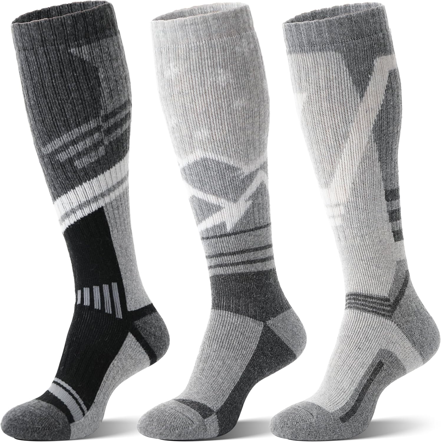 Merino Wool Ski Socks 3-Pack — Thermal Knee-High