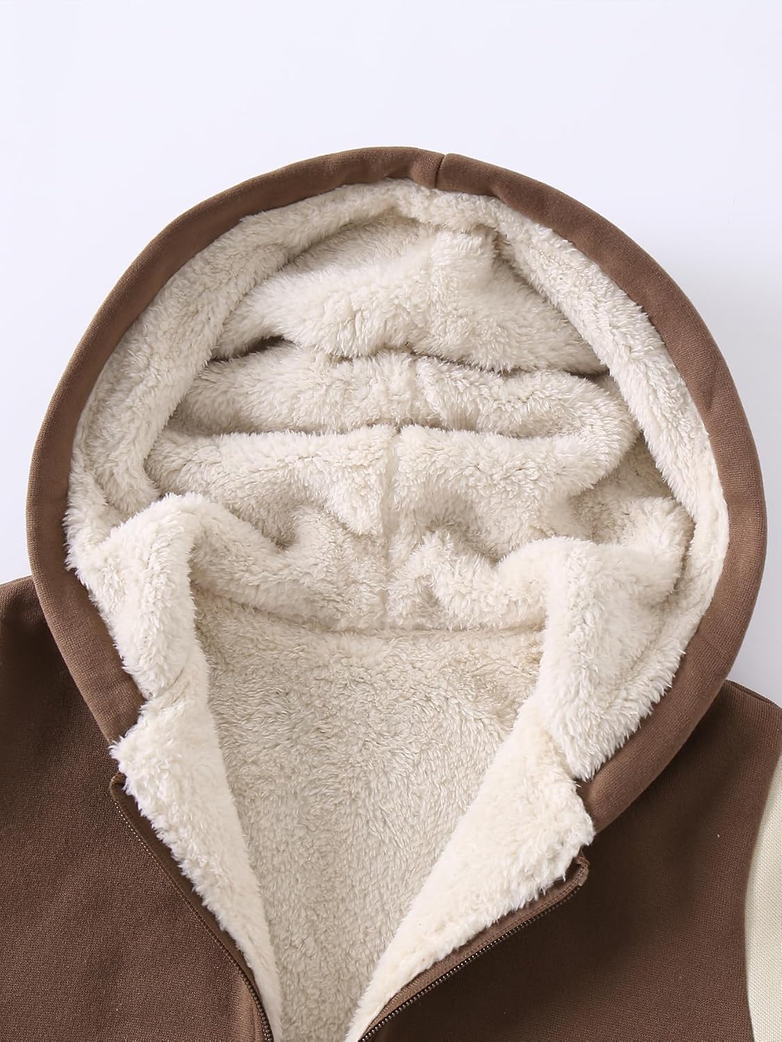 Detalle 1 de Fdqin Boys' Sherpa-Lined Zip-Up Jacket with Hood, Fleece, Two Pockets