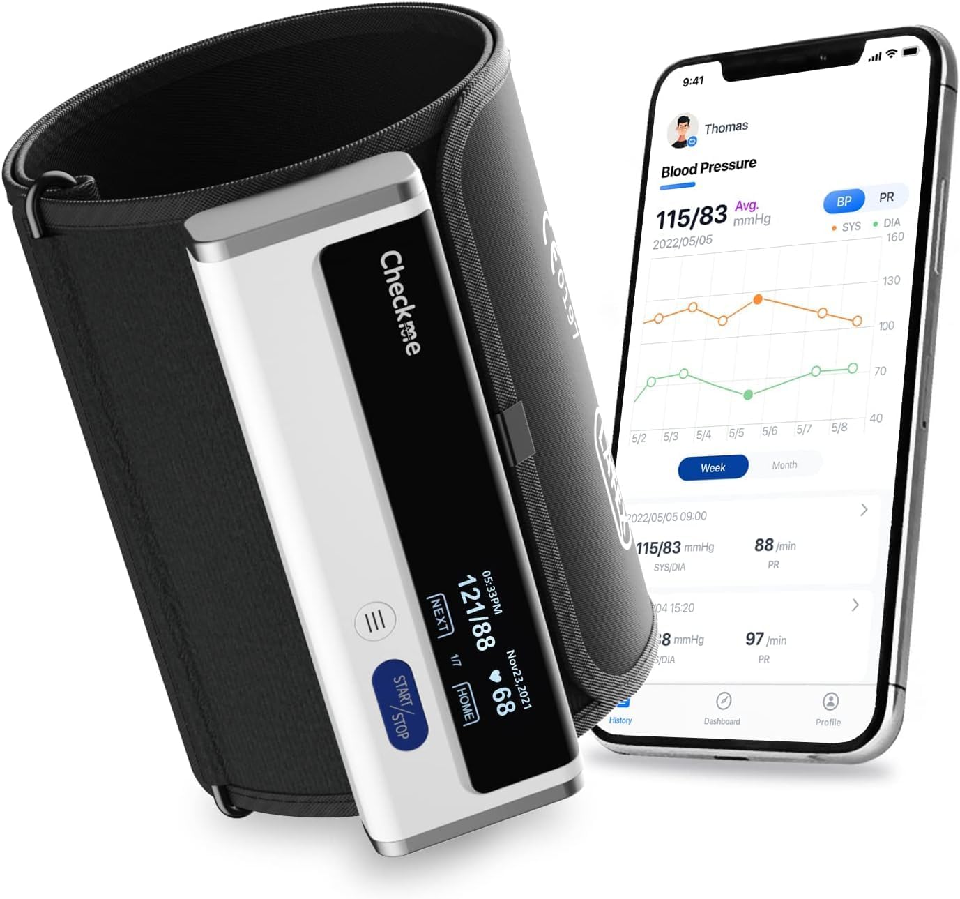 Detalle de Checkme BP2A Upper-Arm Blood Pressure Monitor with Bluetooth and 22–42 cm Cuff