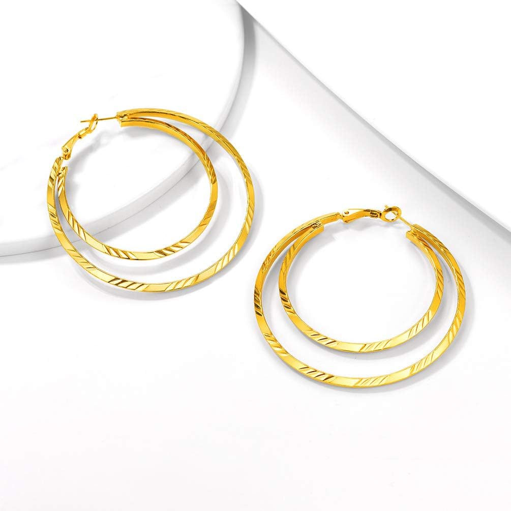 Thumbnail 5 de PROSTEEL boucles d’oreilles femme créoles 60 mm cœur/étoile/double anneau en acier inox et plaqué or/noir