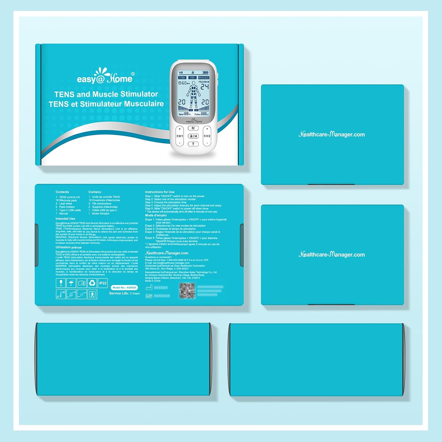 Thumbnail 6 de Easy@Home EHE020 Rechargeable TENS Machine, Dual-Channel, 24 Modes