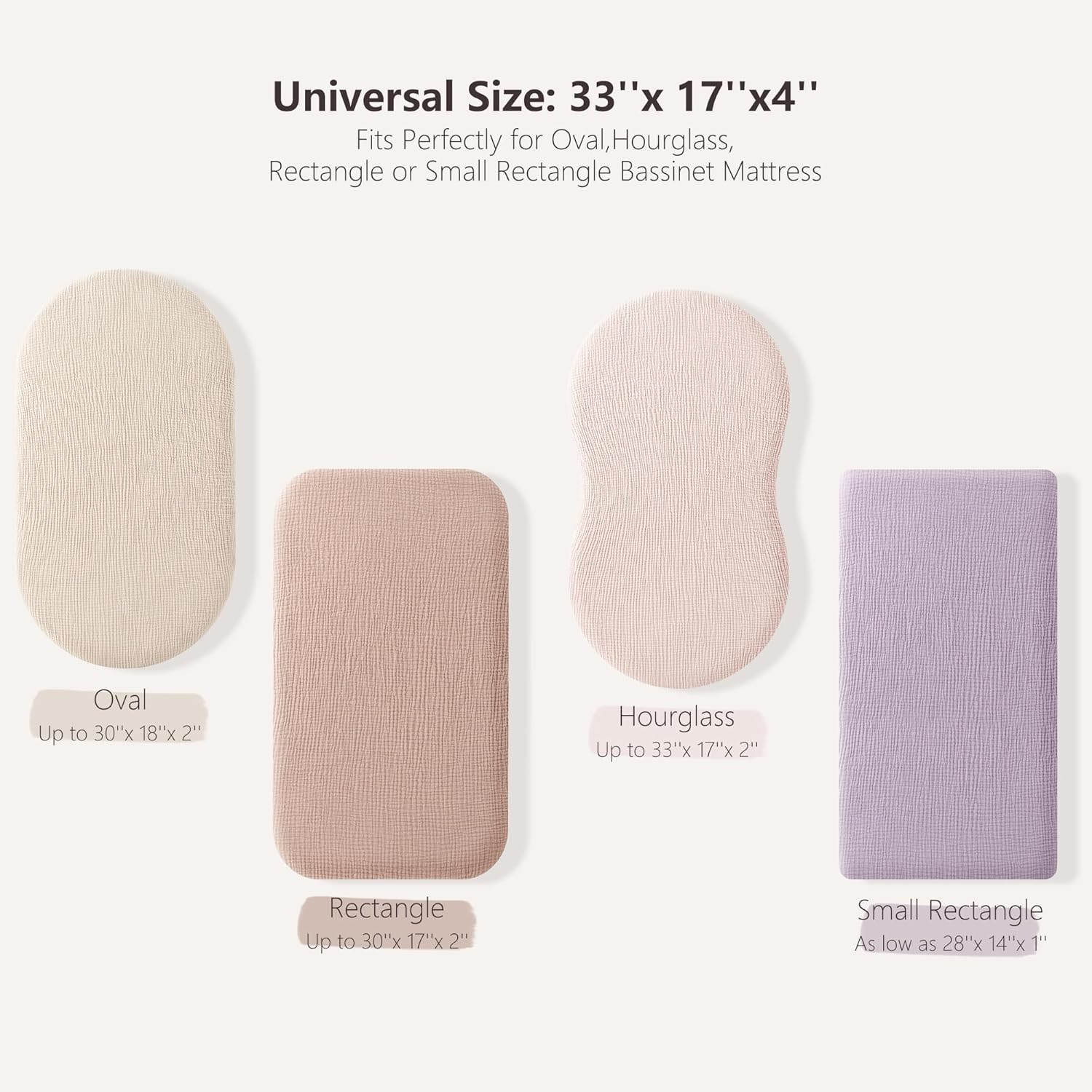 Thumbnail 1 de Bearmoss Muslin Moses Basket Sheets 2 Pack (100% Cotton) for Next to Me Style Bassinet Mattresses