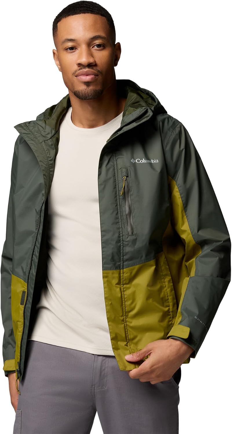 Detalle de Columbia Pouring Adventure 3 Jacket: Giacca impermeabile da uomo, lega stile e protezione