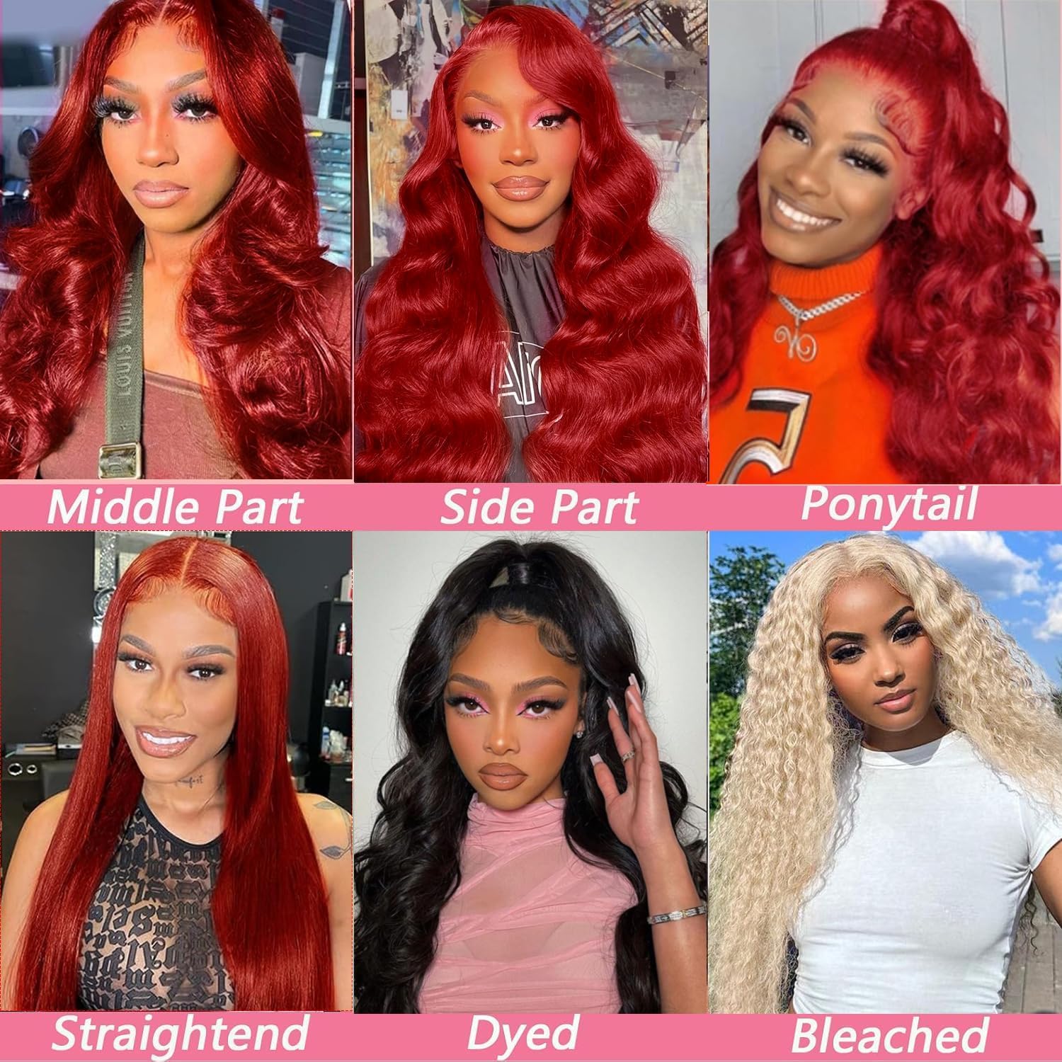 Thumbnail 4 de METDIO Reddish Brown Lace Front Wig 13x6 Body Wave, 180% Density, 26 Inch, 100% Human Hair