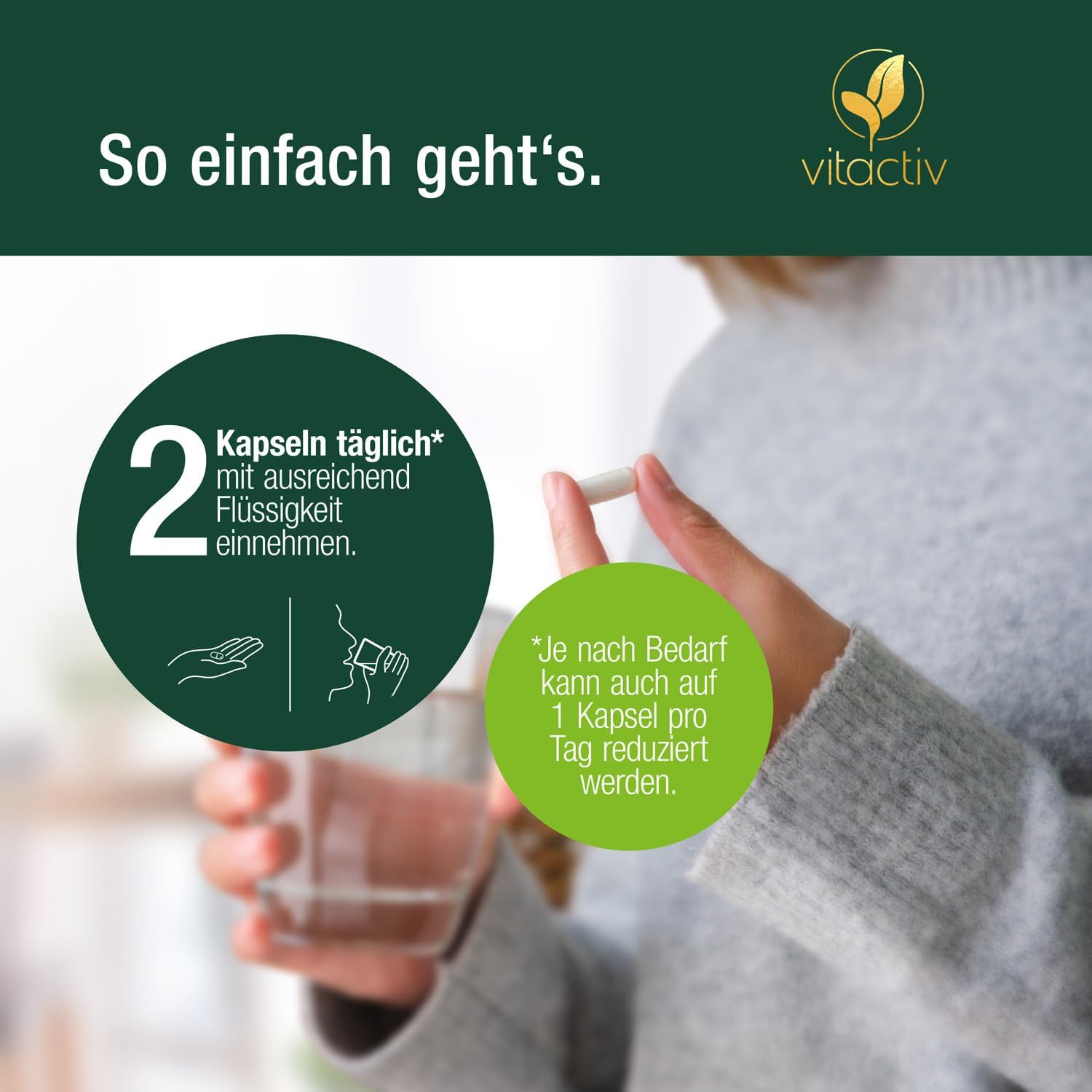 Thumbnail 5 de Vitactiv MULTI 50 plus – Multivitamin-Komplex für Menschen ab 50 mit B-, C-, D-, E-, K-Vitaminen, Magnesium, Calcium & Zink (60 Kapseln)
