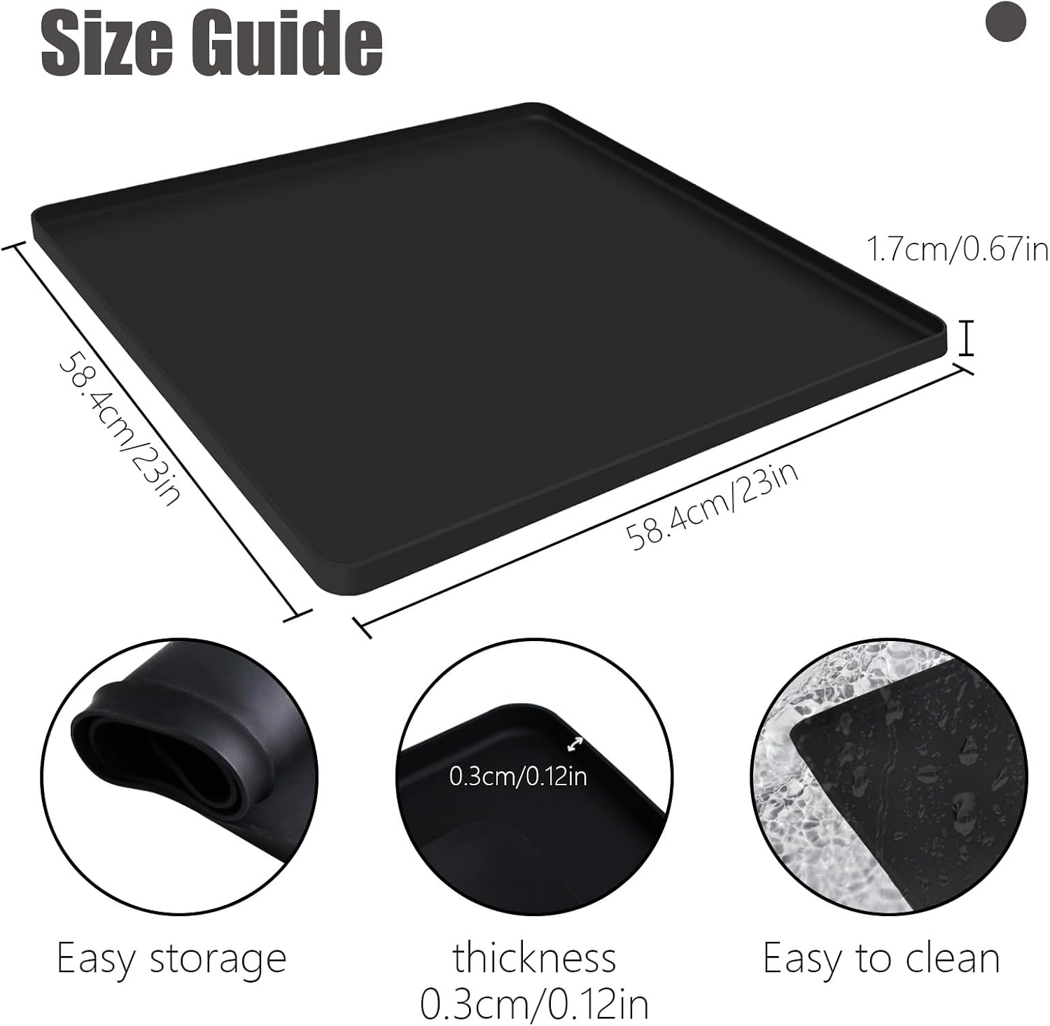 Thumbnail 6 de Saphe SF-60mat Silicone Washer and Dryer Mat, 23.6 x 23.6 in, Black