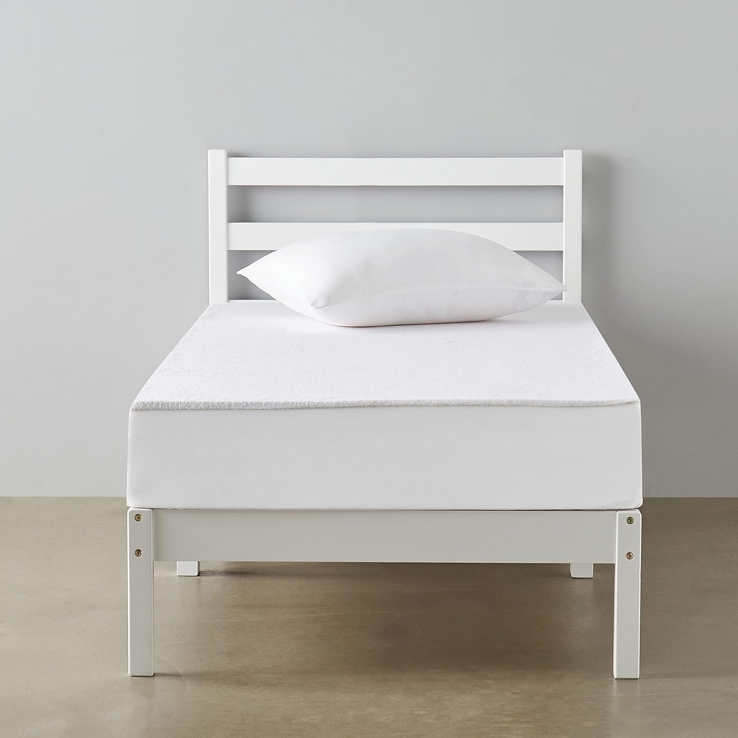 Detalle de Amazon Basics Struttura per letto in pino massiccio 90x190 cm - bianco, montaggio semplice