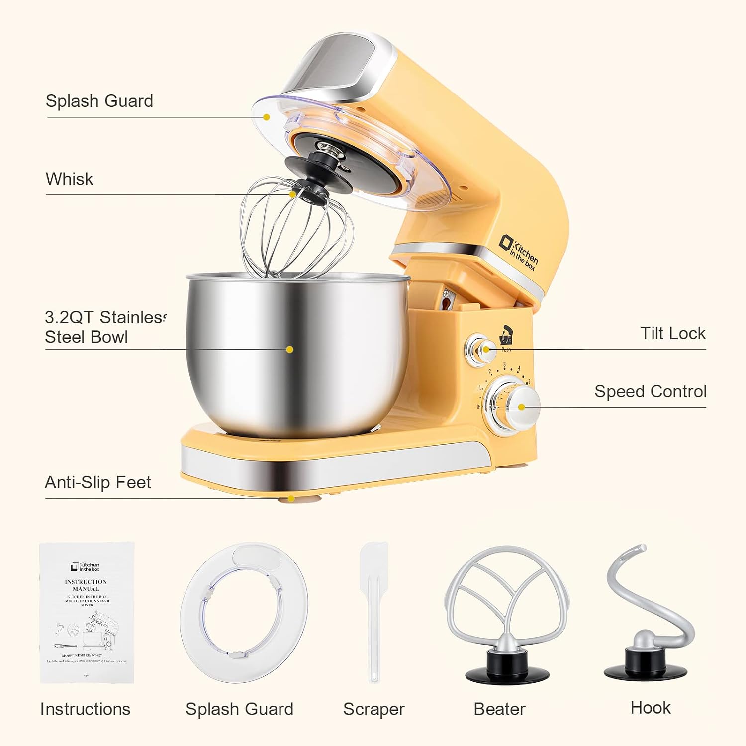 Detalle de Kitchen in the box Stand Mixer 3.2 Qt — 6-speed 🍽