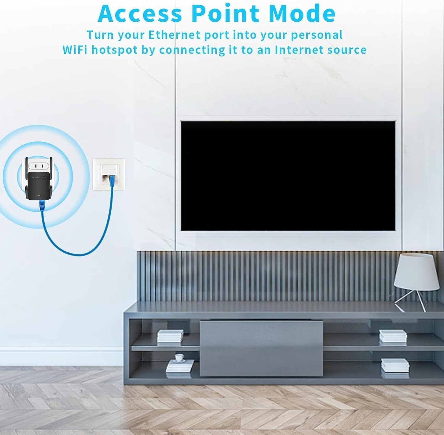Thumbnail 5 de MEETOWN Repeater – 300Mbps WLAN-Repeater mit Dual LAN-Port, WPS, AP-Modus