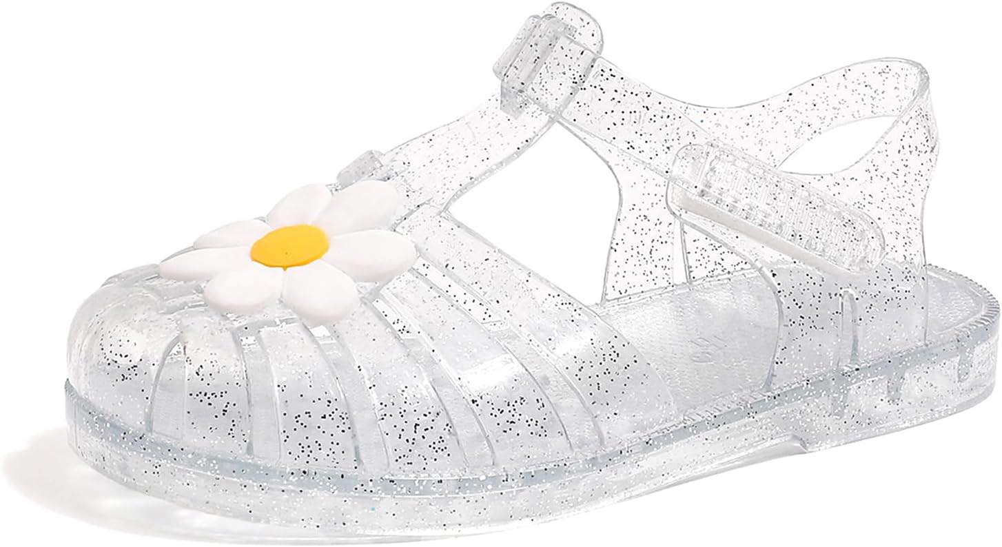 Detalle de GUGUYeah Jelly Sandals for Girls: Closed-Toe, Sparkly Princess-Style Water Sandals