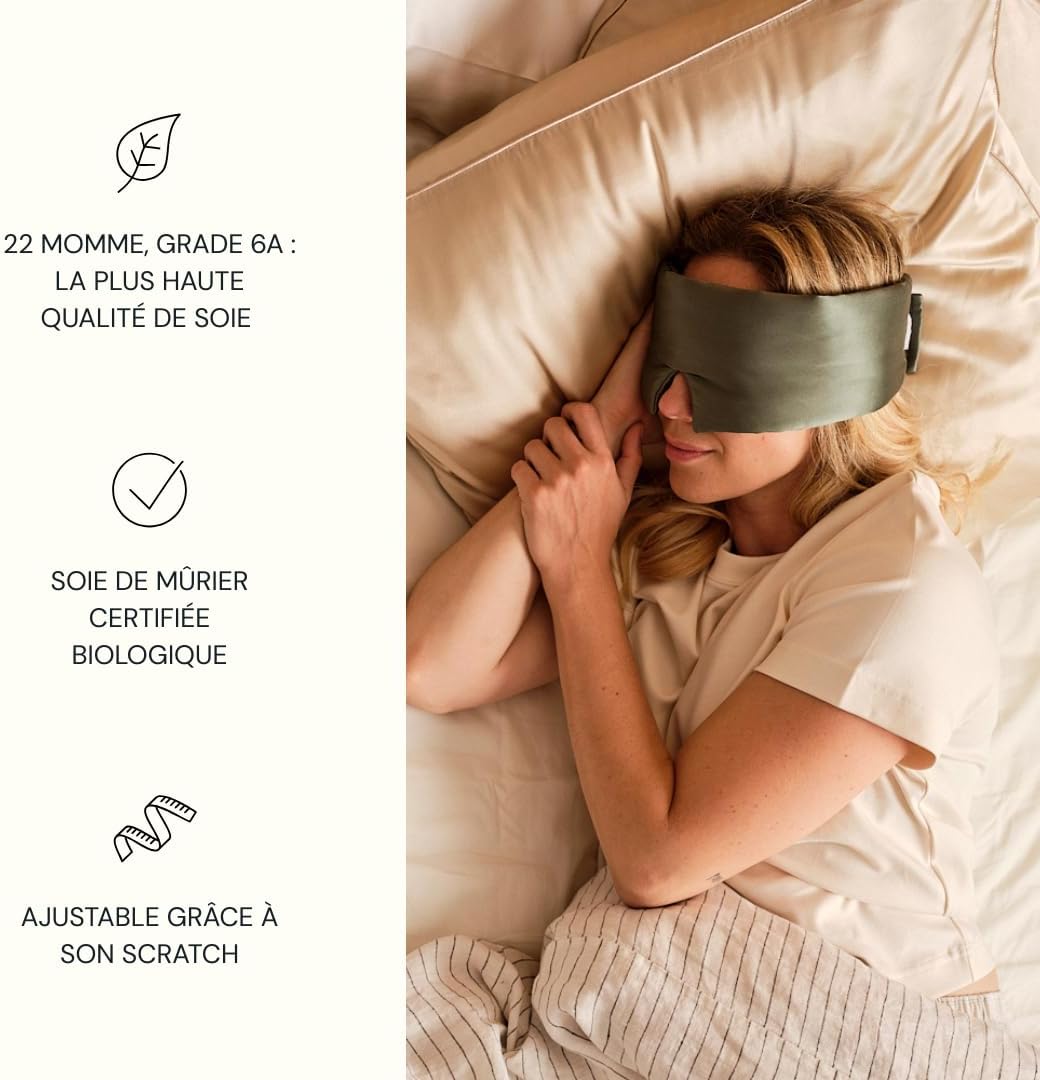 Thumbnail 2 de Emily's Pillow – Masque de Nuit Bandeau en Pure Soie de Mûrier Biologique (19 Momme, 70 cm, Vert Sauge)