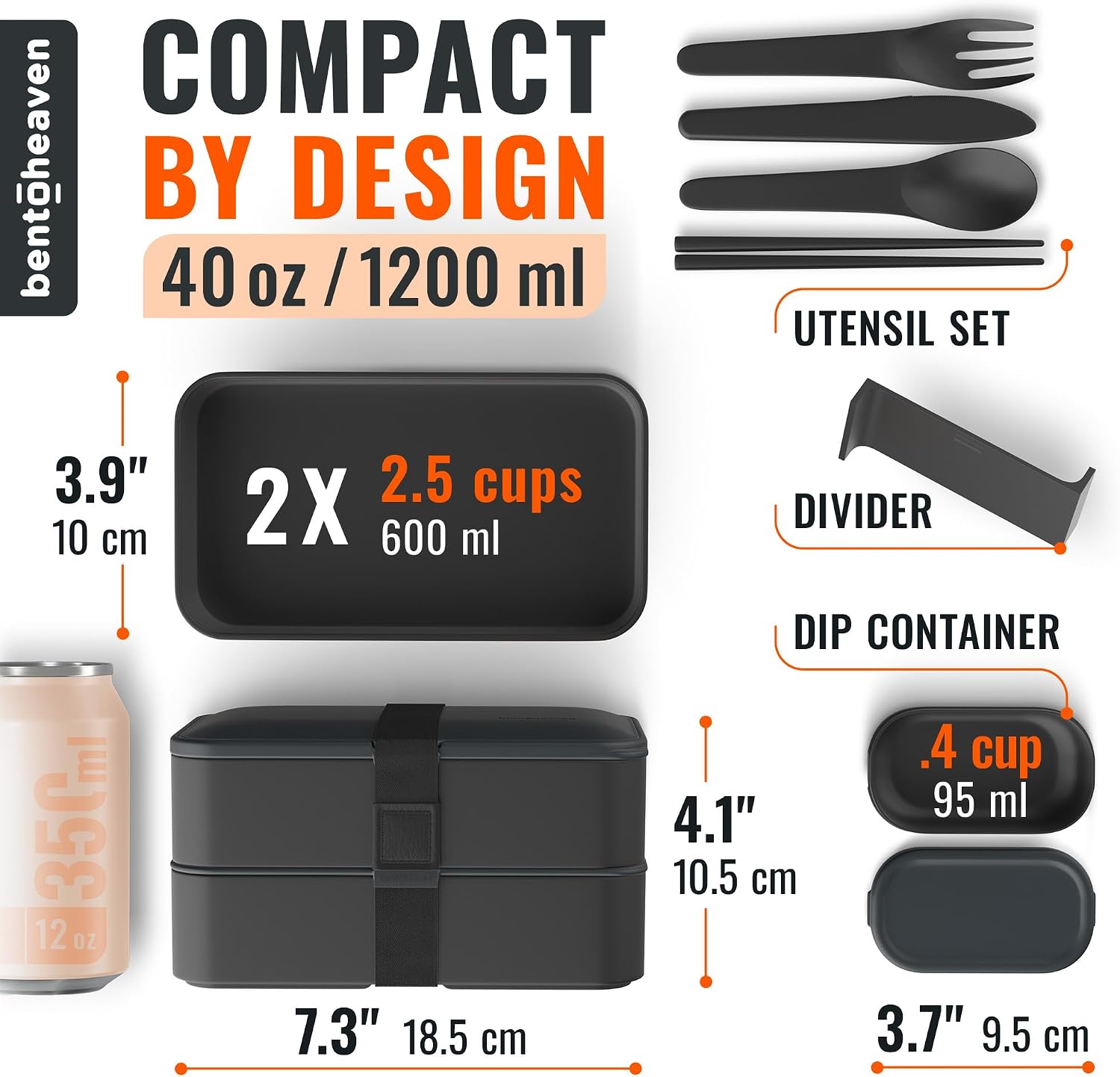 Detalle 2 de Bentoheaven Premium Bento Box Adult Lunch Box (Microwavable) with Compartments, Utensils & Chopsticks
