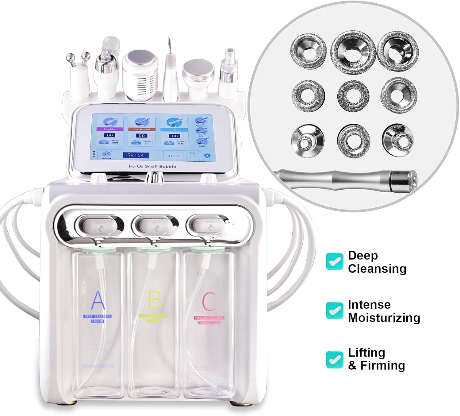 Detalle 2 de 7 in 1 Hydrogen Oxygen Facial Beauty Machine – Pro-Home Microdermabrasion and Skin Care