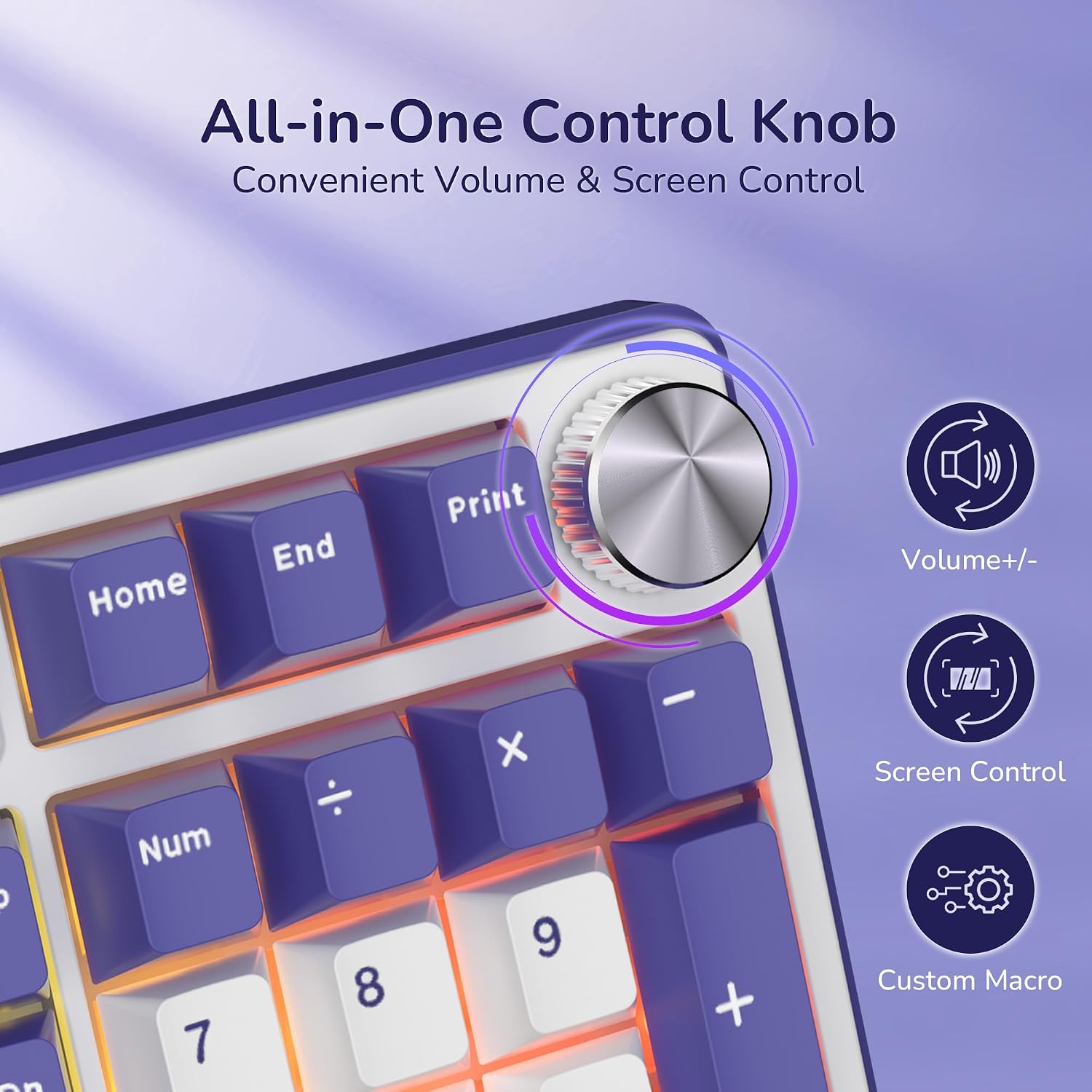Detalle de RK ROYAL KLUDGE S104 Full-Size Wireless Mechanical Keyboard with TFT Screen and Knob