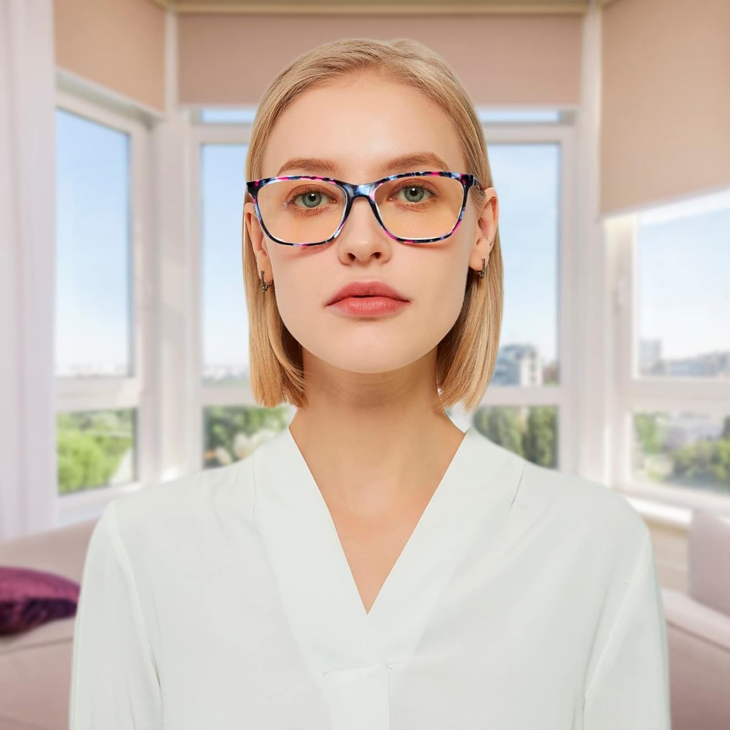 Thumbnail 1 de Kerecsen 5 Pack Ladies Reading Glasses with Blue Light Blocking Lenses (Spring Hinge, Fashion Pattern Frame)