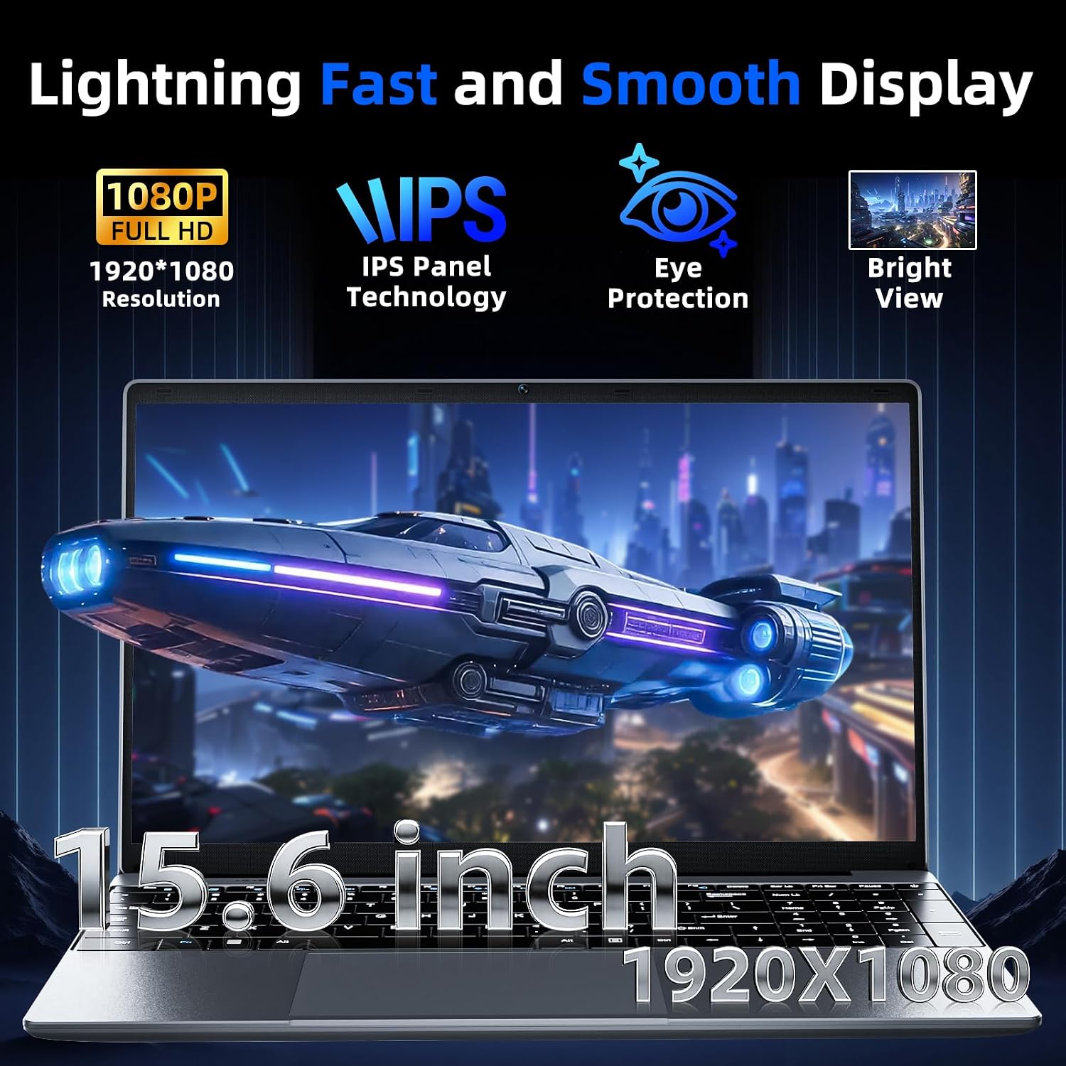 Thumbnail 1 de MELIUNA 15.6-Inch AI & Office Laptop with 6GB RAM, 128GB SSD, Win 11 Home
