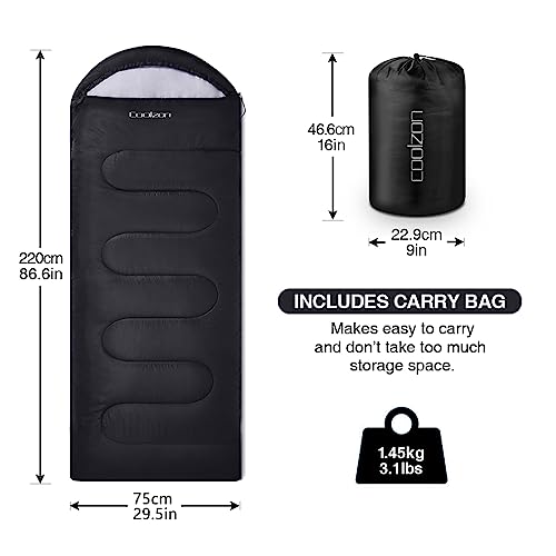 Detalle 2 de Coolzon Saco de Dormir Adulto para 3-4 Estaciones: impermeable, ultraligero y cómodo para acampada