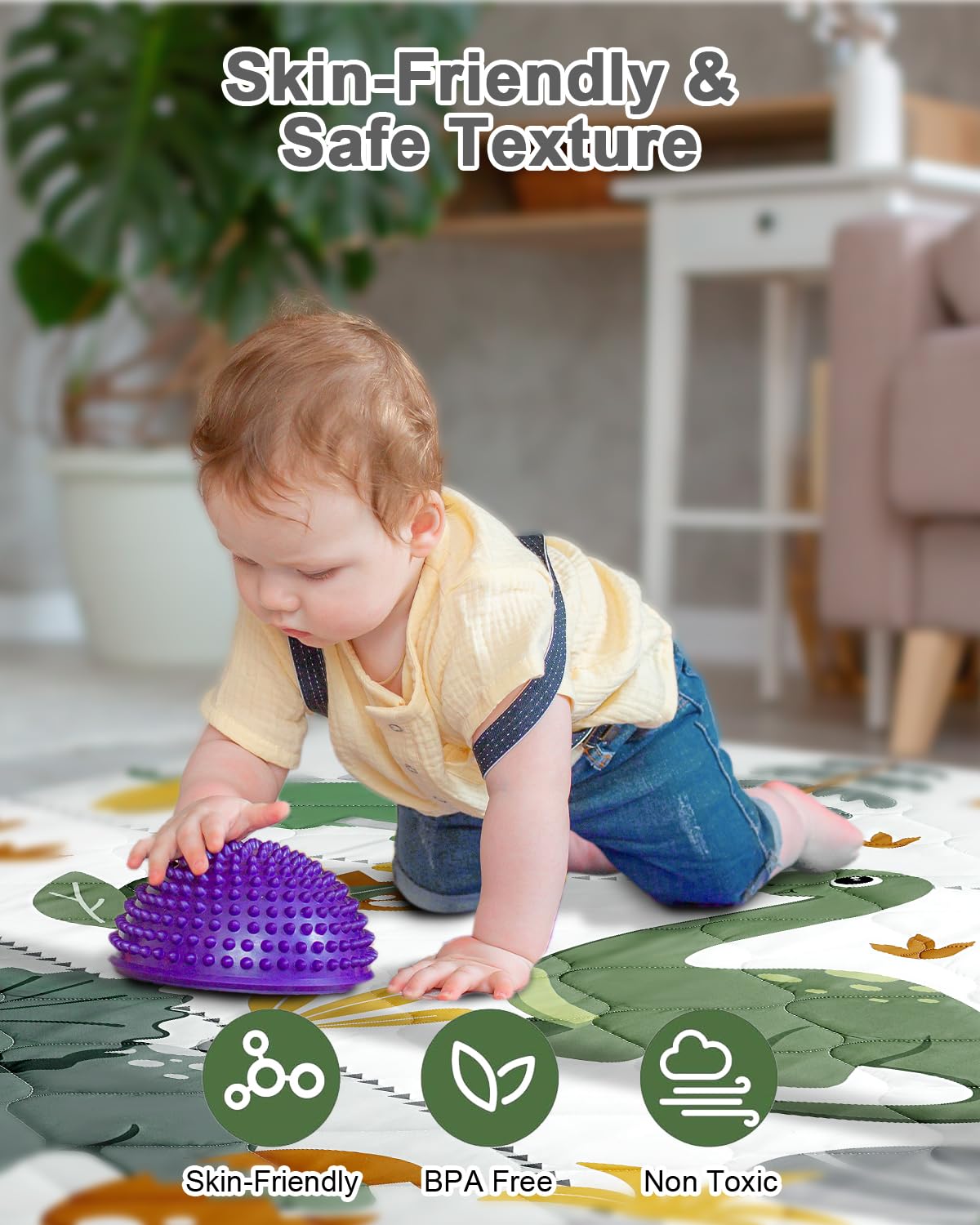 Detalle 2 de TINYHARBO Premium Foam Baby Play Mat, 50 x 50 in, Washable Cover