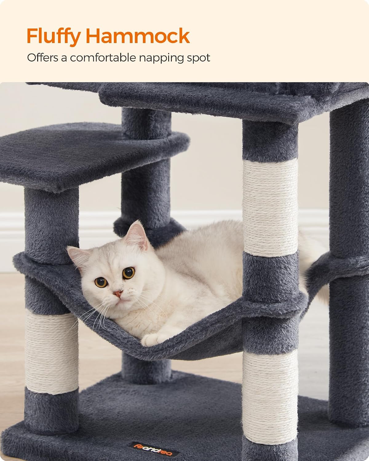 Thumbnail 5 de FEANDREA Clawfy Collection PCT261G01 Cat Tree, 112 cm, 4 Sisal Posts