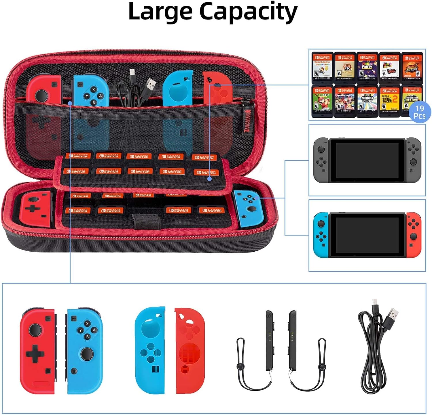 Detalle 2 de Carehabi Custodia per Nintendo Switch con organizer 19 giochi