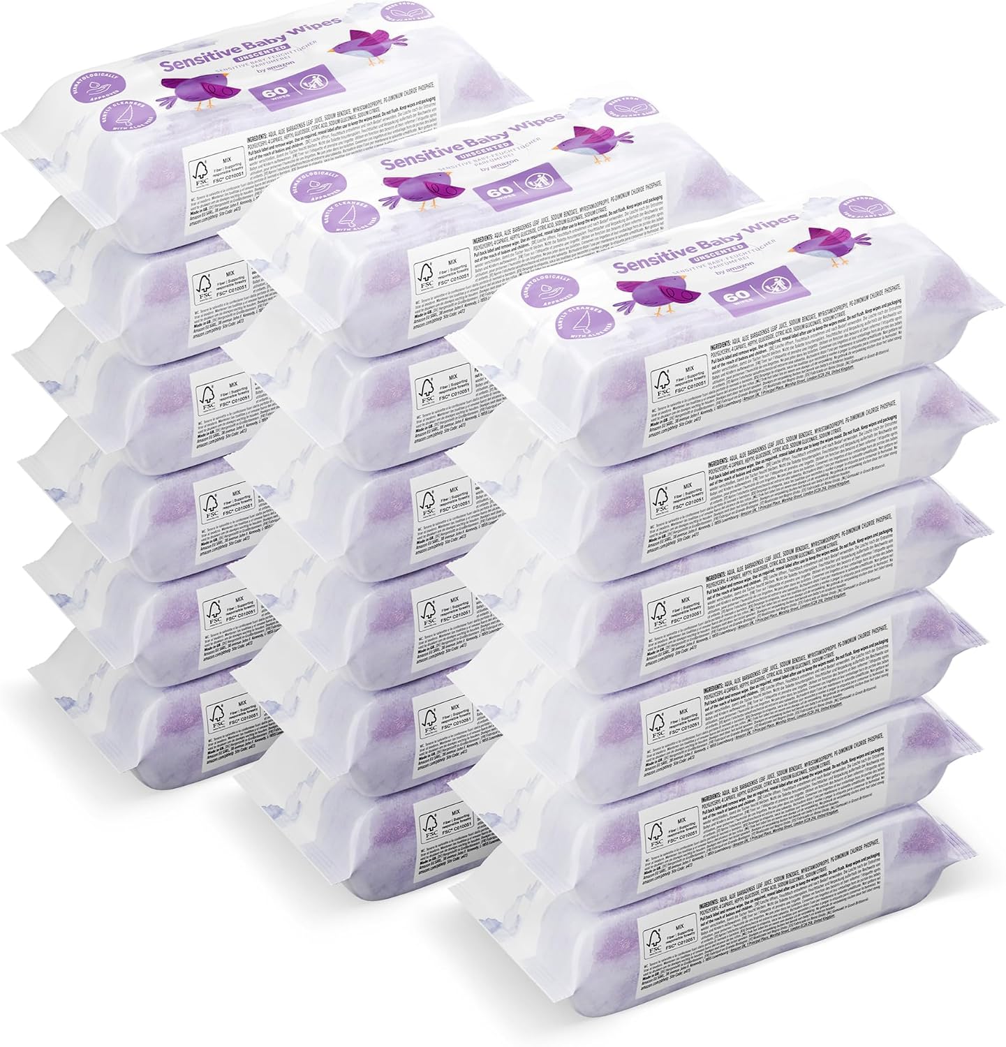 Imagen de By Amazon Sensitive Baby Wipes, Unscented, 1080 Wipes in 18 Pack – Plant-Based, Plastic-Free en OfertitasTOP
