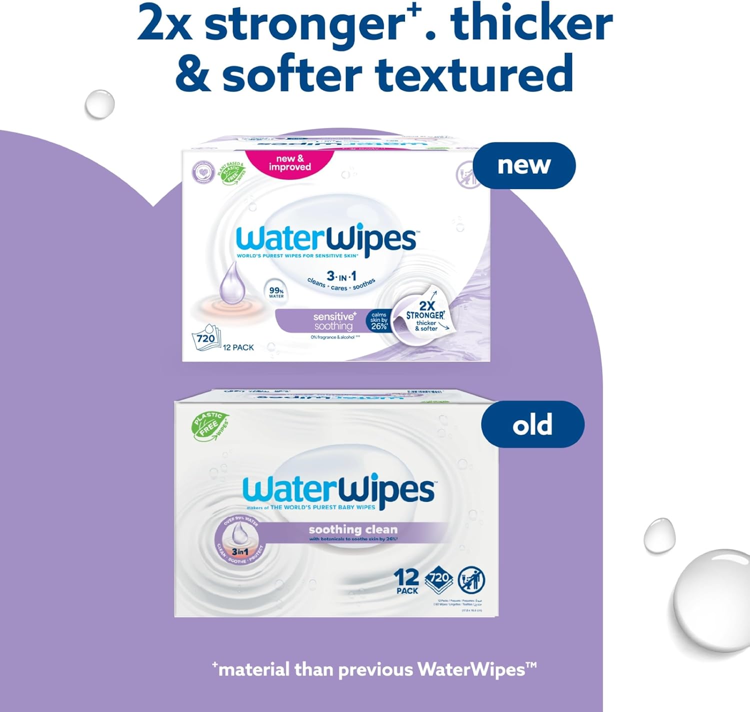 Thumbnail 2 de WaterWipes Sensitive+ Soothing Wipes 720 Count (12 Packs) – 3-in-1 Cleanse, Care & Soothe