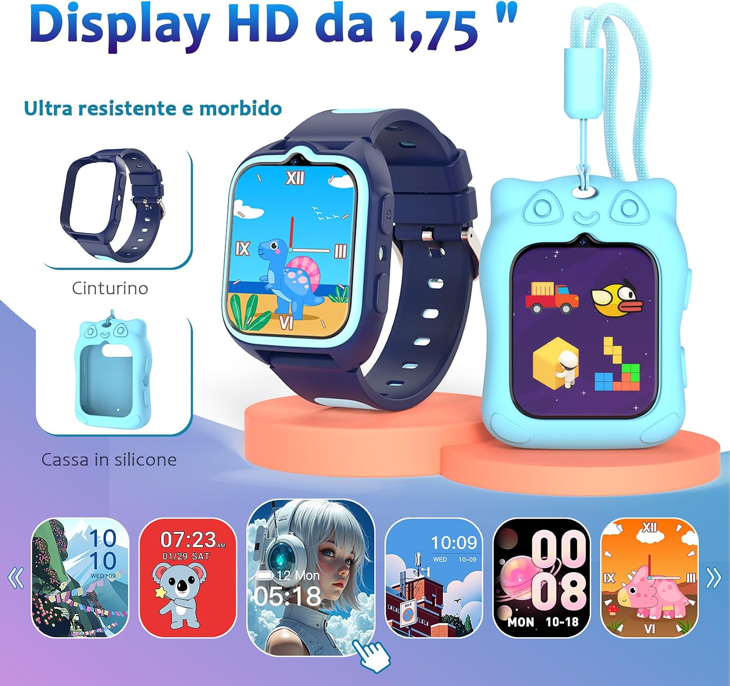 Detalle 2 de Blackview Smartwatch per Bambini 1.75" – Fotocamera HD, 30 Giochi e Funzioni Educative