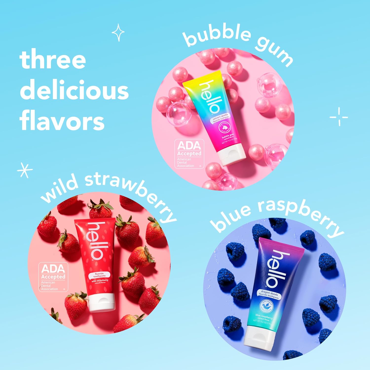 Detalle 2 de Hello Kids Fluoride Toothpaste 3-Pack, 4.2 oz 🪥