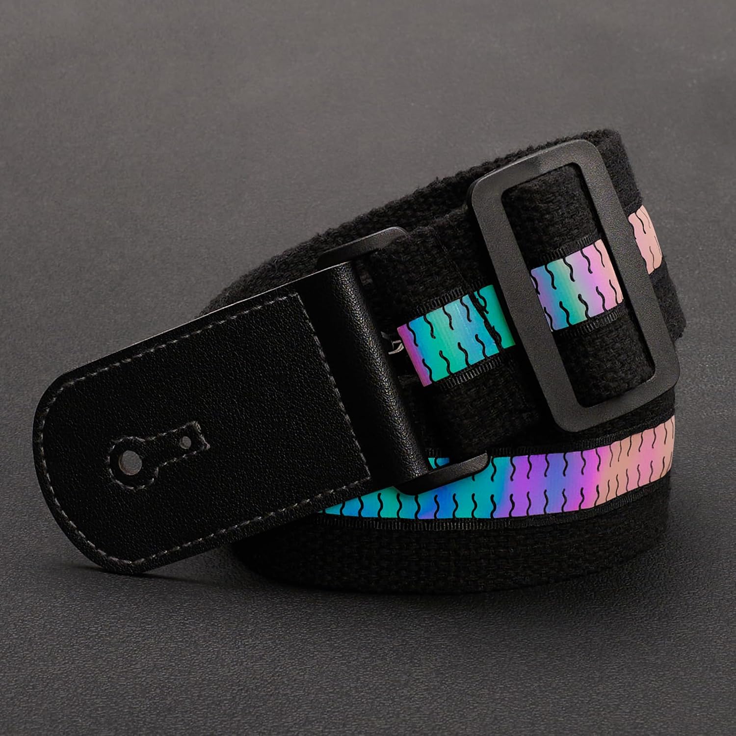 Detalle de chushui 2-Inch Adjustable Guitar Strap with Reflective Wave Design