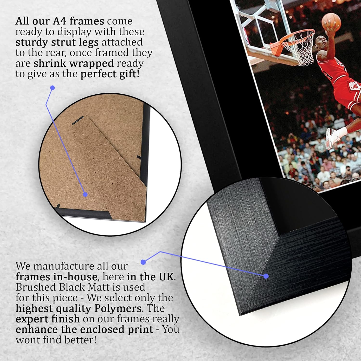 Thumbnail 6 de HWC Trading Michael Jordan Gift Signed, Framed A4 Printed Autograph Chicago Bulls Photo Display