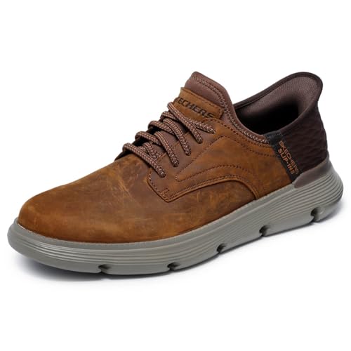 Detalle de Skechers Men's Garza Gervin Trainer – Brown, Wide Fit UK