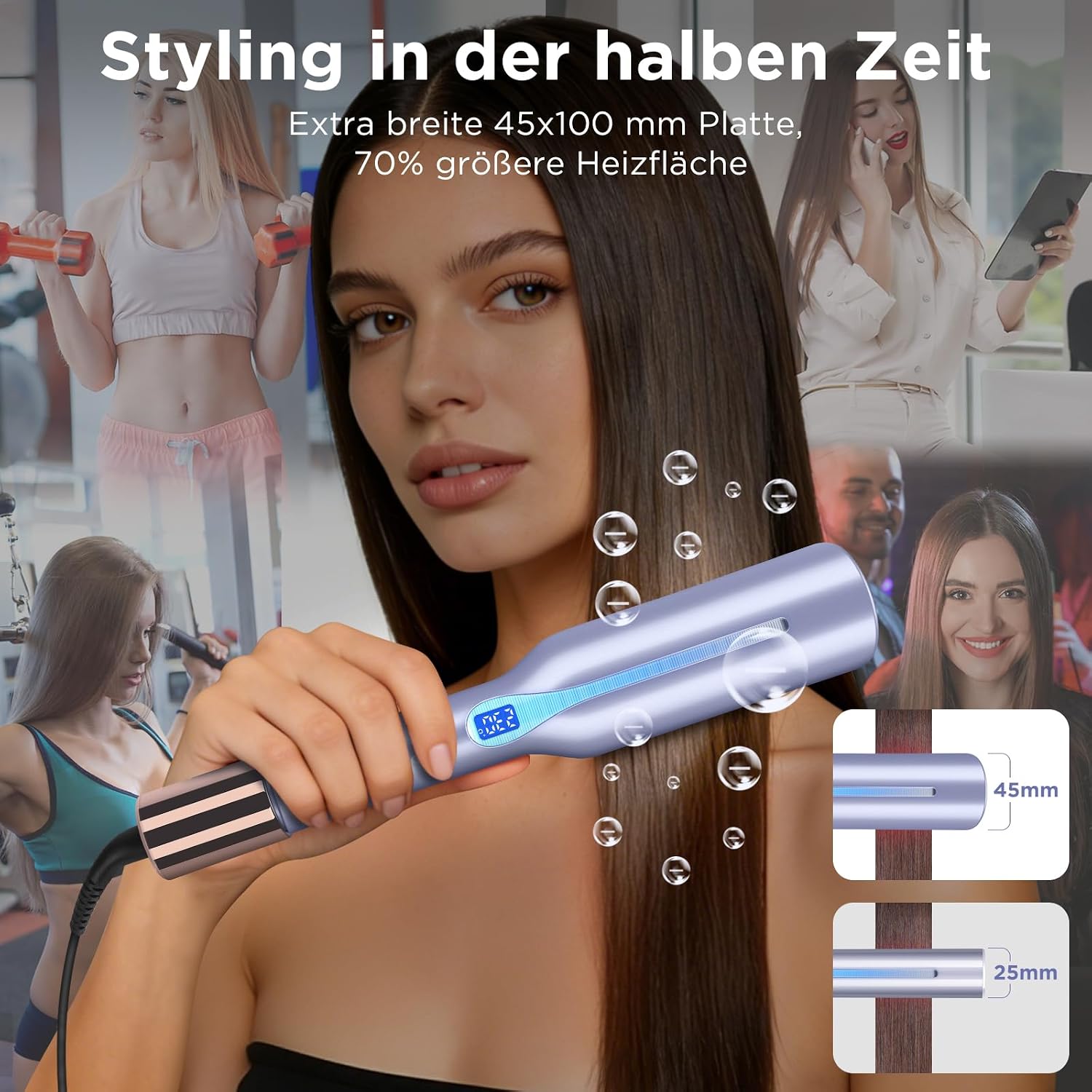 Detalle de PARWIN PRO BEAUTY Infrarot-Ionen Haarglätter – 45 mm Breite, 14 Stufen, schützende Infrared- und Ionen-Technologie
