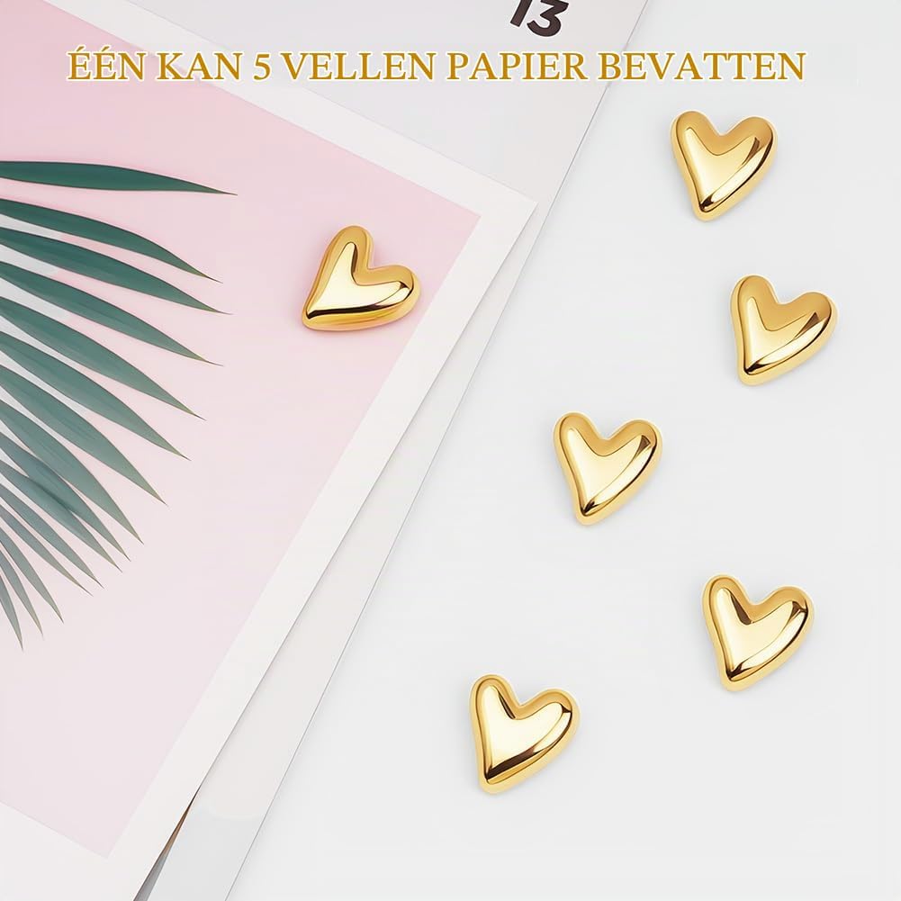 Detalle de Vicloon 5313647 hartvormige koelkastmagneten, 20 stuks, goud, 2 x 2 cm