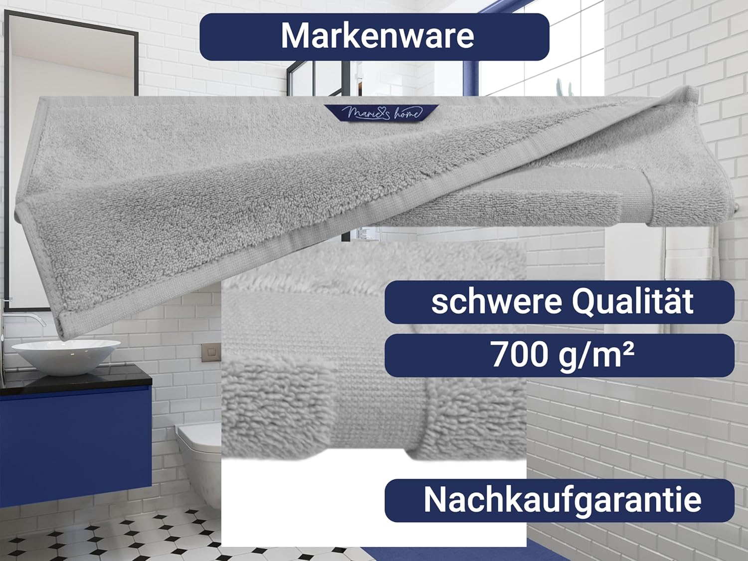 Thumbnail 3 de Tapis de douche classique Marie´s Home 1612.2351 – 50 x 80 cm, argenté