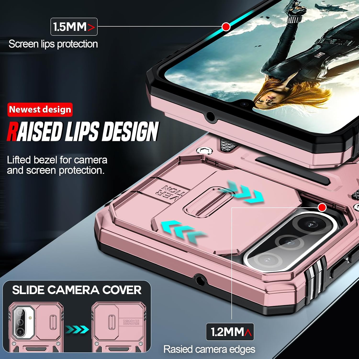 Detalle de LeYi Samsung Galaxy A26 5G Phone Case Rose Gold