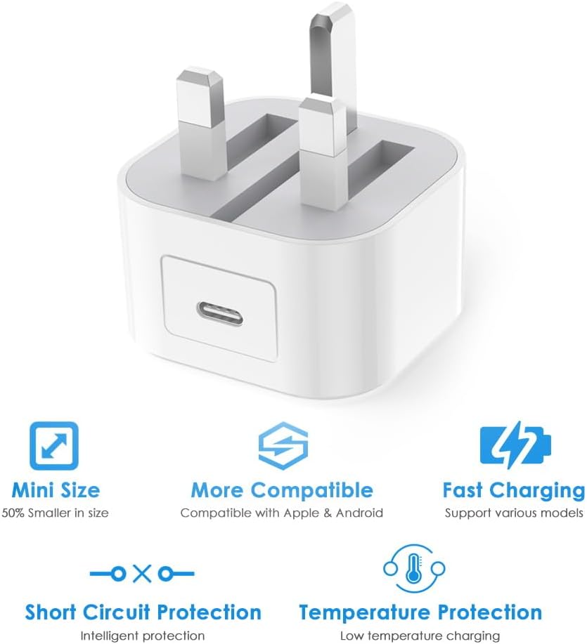 Detalle de 20W USB‑C Fast Charger with 2m Cable for iPad and iPhone – PD 3.0