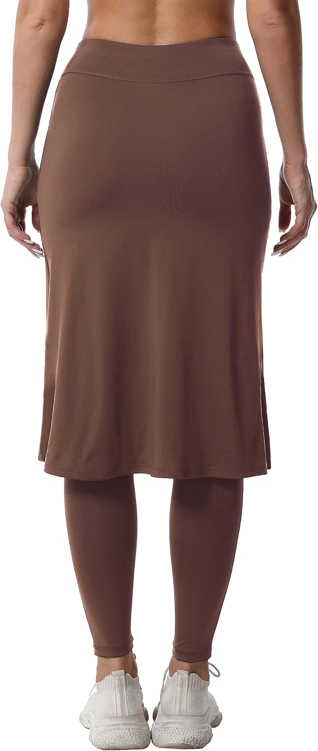 Detalle de HOKOYI Women's Modest Long Skirt with Attached Leggings — Midi Skort with Pockets