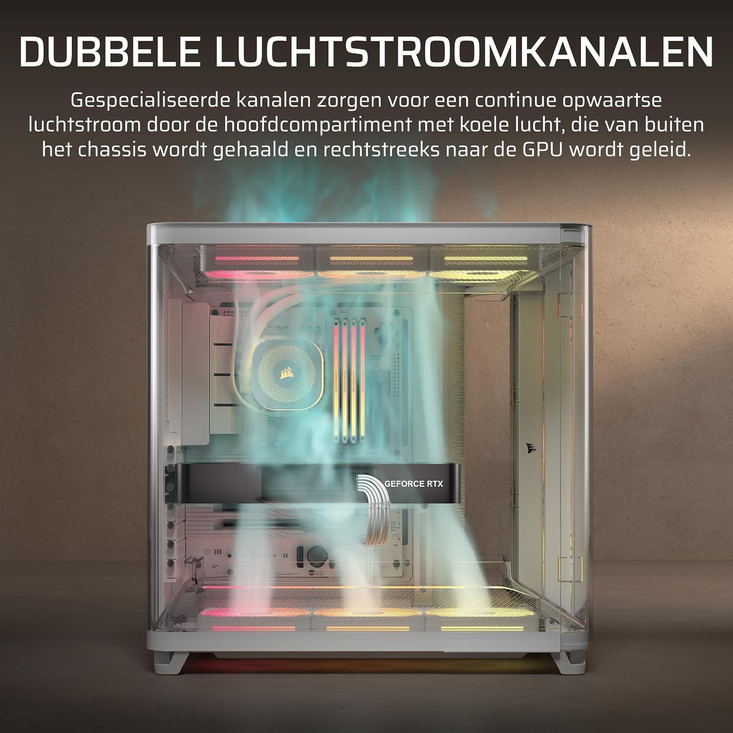 Thumbnail 3 de CORSAIR AIR 5400 CC-9011321-WW miditower pc-behuizing, wit met drie kamers en RGB