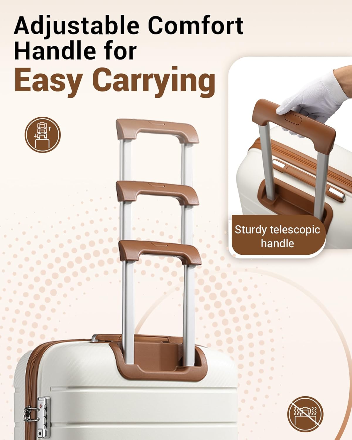 Thumbnail 6 de Kono Lightweight Suitcase: Polypropylene Hard Shell Hand Luggage with TSA Lock and 4 Silent Wheels