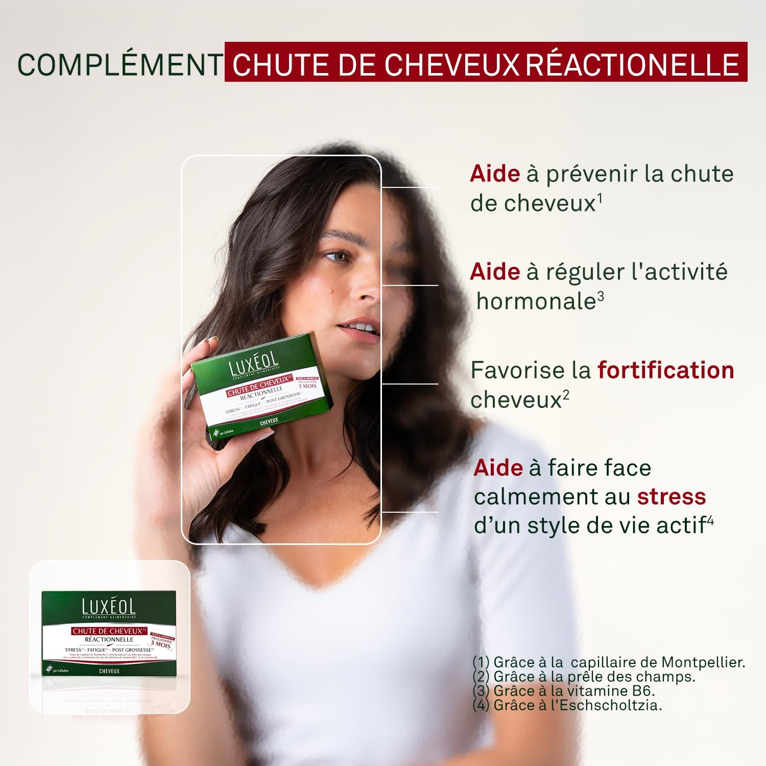Detalle 2 de LUXÉOL Chute de cheveux réactionnelle 90 gélules