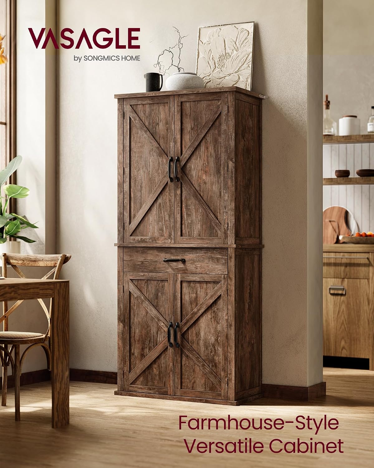 Detalle de VASAGLE Pantry Cabinet 15.8 x 31.5 x 70.3 Inches