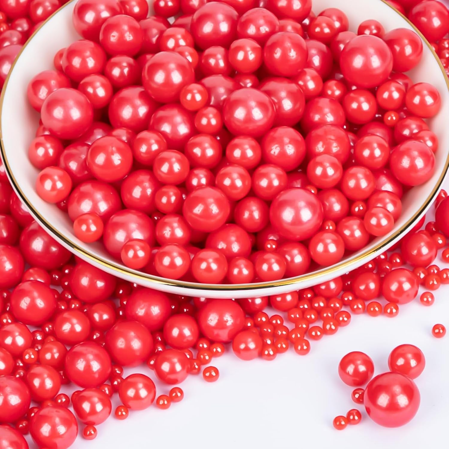 Thumbnail 6 de Twisweet Red Sugar Pearls, 130 g Edible Cake Sprinkles in Mixed Sizes