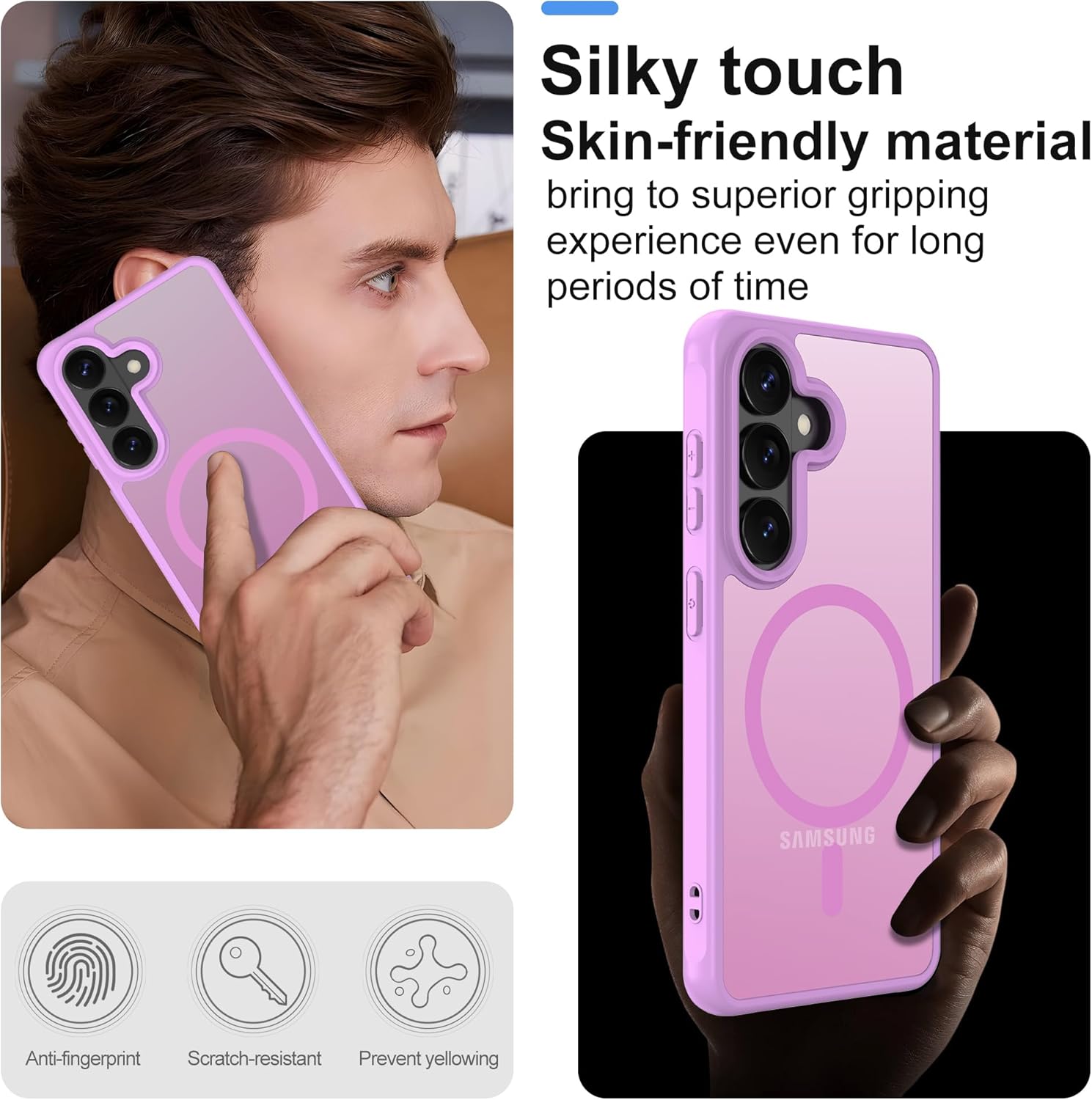 Thumbnail 4 de Pilaru Magnetic for S26 Plus phone case (MagSafe-compatible) with screen protectors – Rouge Pink