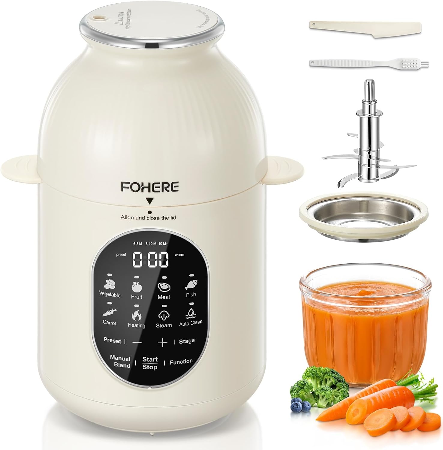 Detalle de FOHERE Baby Food Maker, Nutri Ease All Stage One Steamer Blender