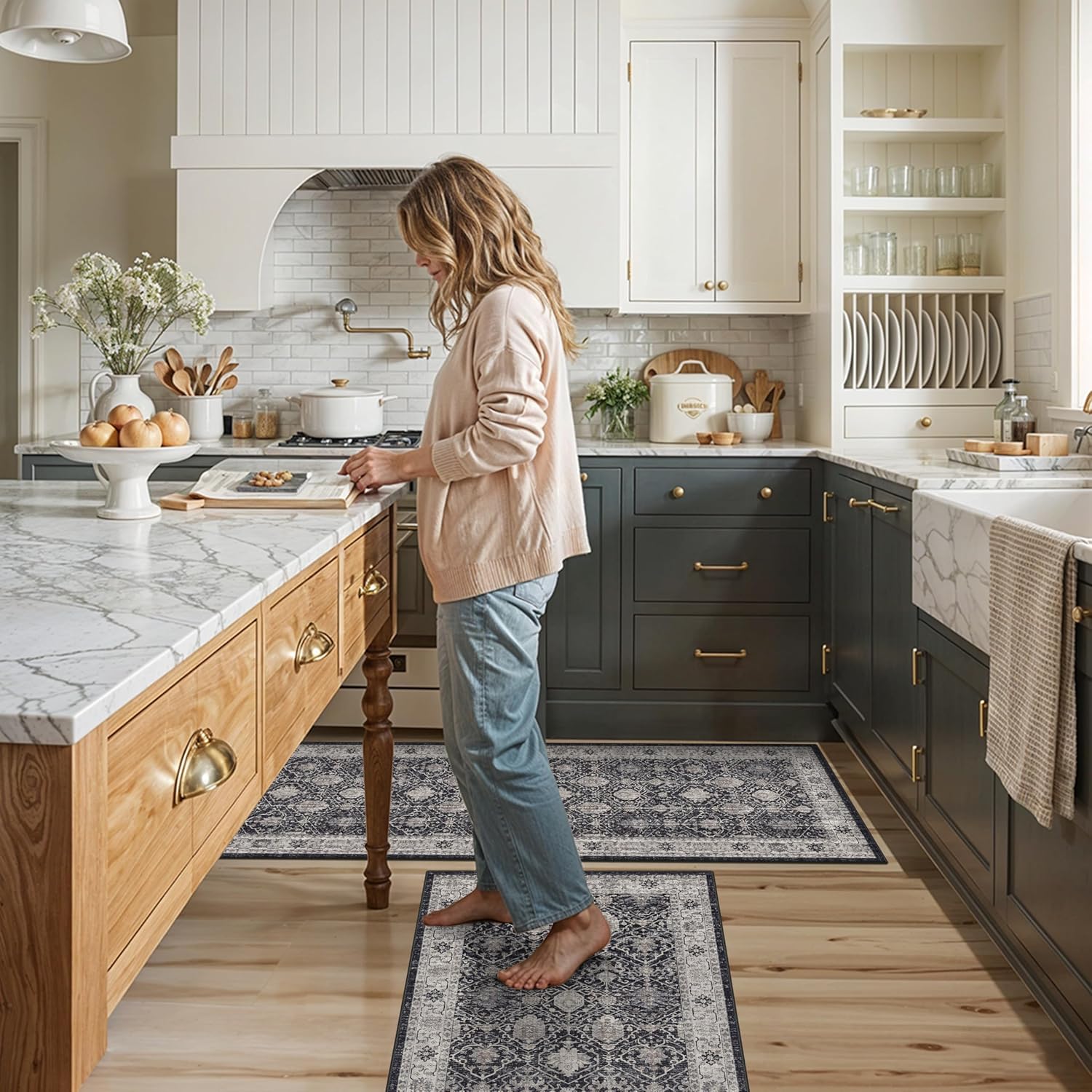 Detalle 2 de 2‑Piece Kitchen Sink Rug Set 0.2" Low Pile