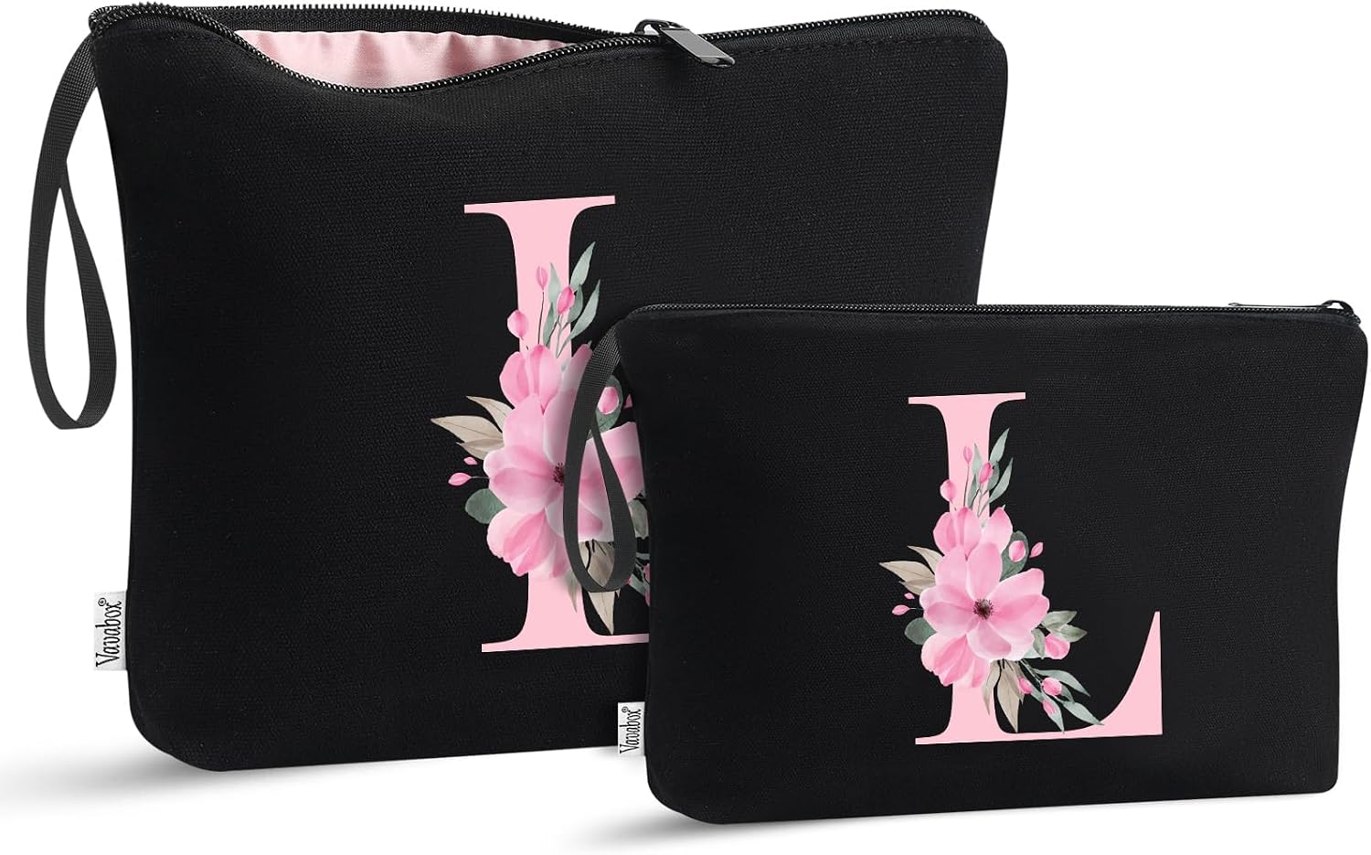 Detalle de Vavabox Initial Toiletry Bags Set (2 pcs) with Handle – Travel makeup & wash bag, black