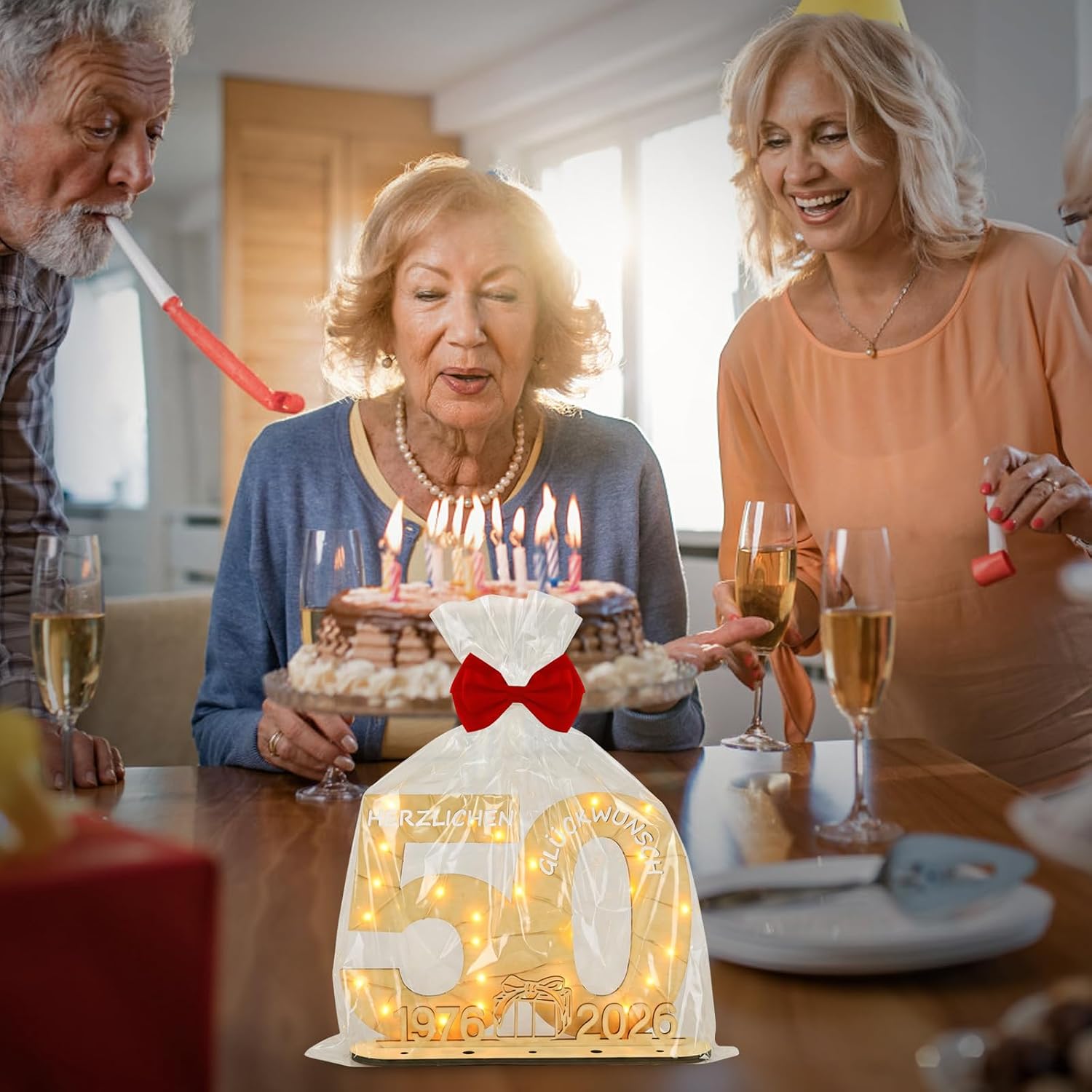 Thumbnail 6 de Seutgjie originelles Geschenk zum 50. Geburtstag (1976–2026) mit LED-Lichterkette – Holz-Geldgeschenk & Tischdeko