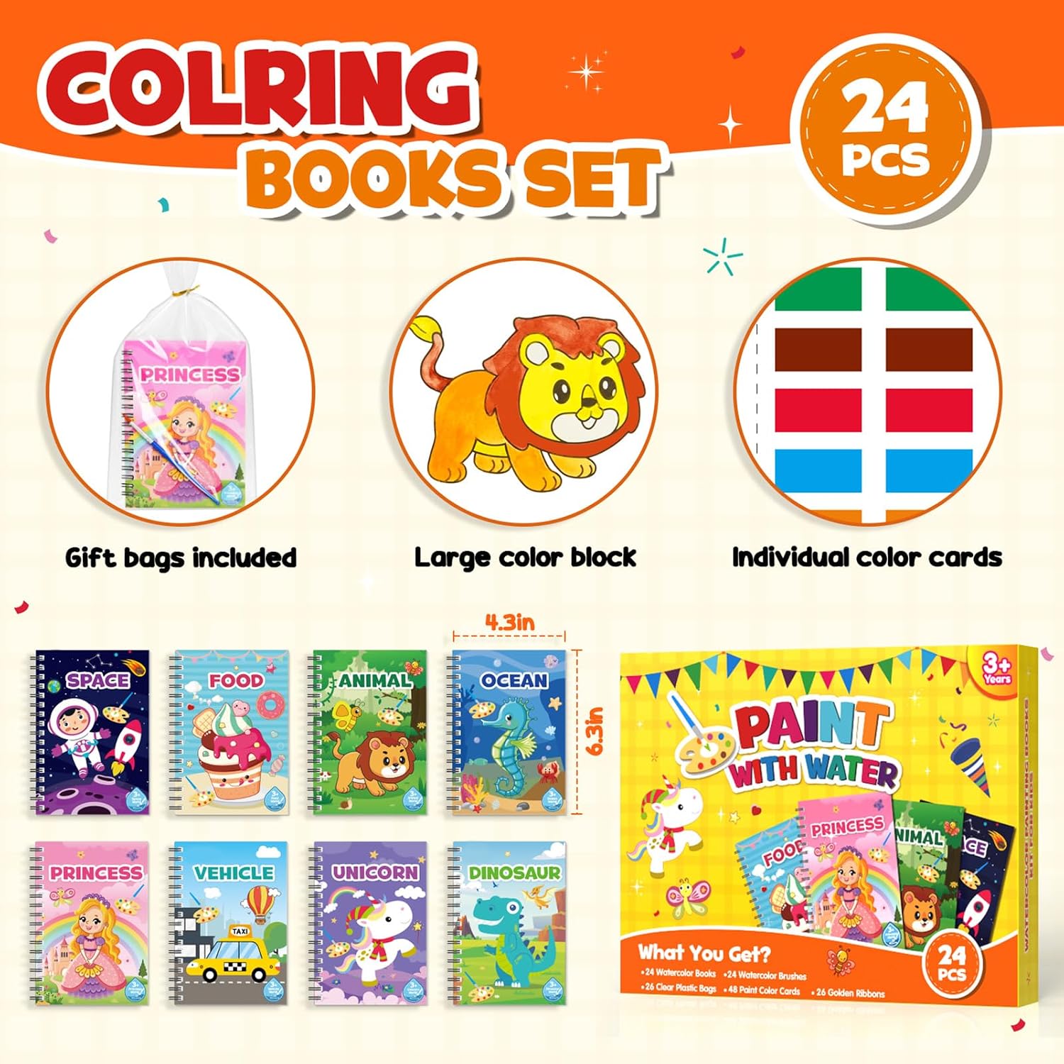 Detalle 2 de LIKYMO Mini Water Colouring Books 24 pack